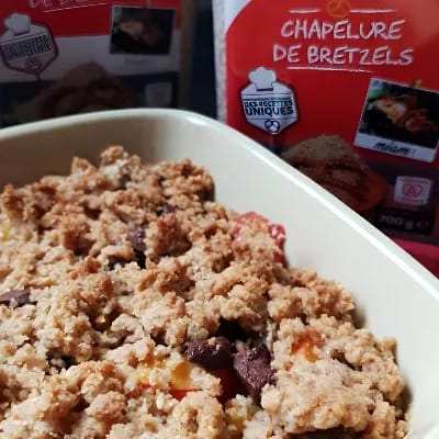 Crumble choco-prune à la chapelure de Bretzels