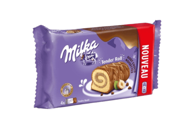 Roulé ripieno di nocciole ricoperto di cioccolato al latte