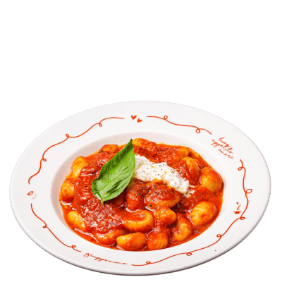 El OG (Ñoquis, salsa de tomate, mozzarella de búfala, tomates cherry y albahaca)