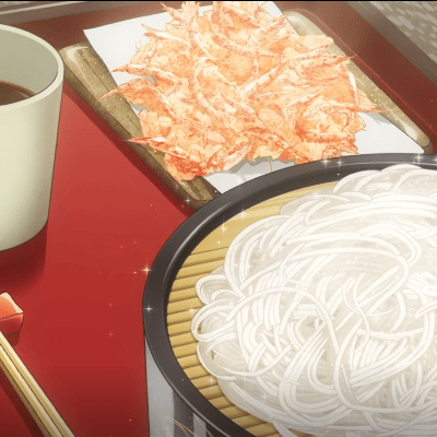 Soba stile Kinokuni con gamberi fritti