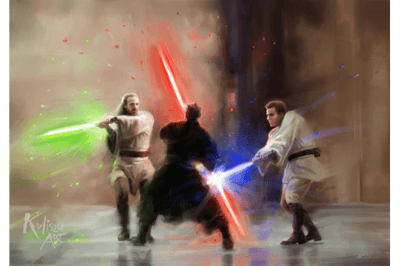 Qui-Gon Jinn y Obi-Wan vs. Darth Maul (Episodio I)