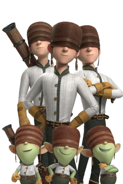 Los trillizos: Pino, Noki y Kio
