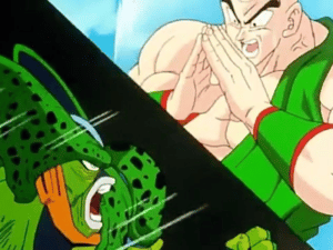 Ten Shin Han vs Cell segunda forma