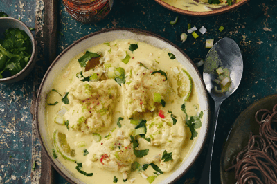 Curry di rana pescatrice al latte di cocco