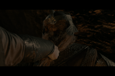 I – Pas la barbe ! – Gimli franchissant les escaliers des mines de la Moria
