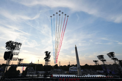 The Patrouille de France flying over the Champs-Élysées
