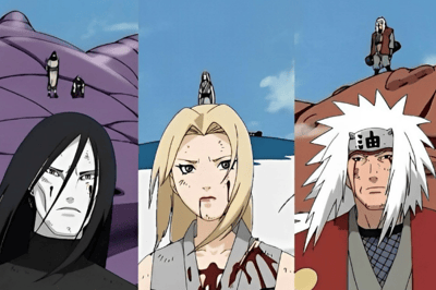 Orochimaru e Kabuto vs Jiraiya e Tsunade