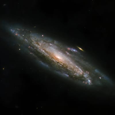 Estrellas nacientes en los brazos de una galaxia espiral